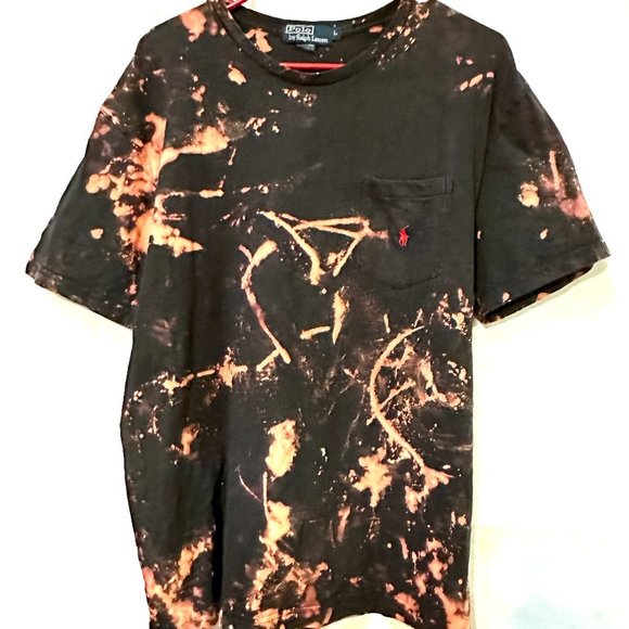 Polo Ralph Lauren Other - Polo Ralph Lauren Size Large Tie Dye Black  Pocket Tee Shirt T-Shirt Acid Wash